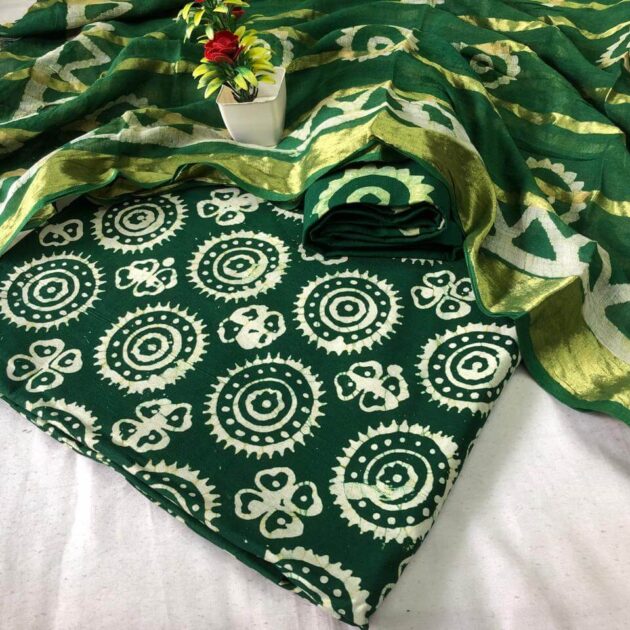 GREEN COTTON WAX BATIK