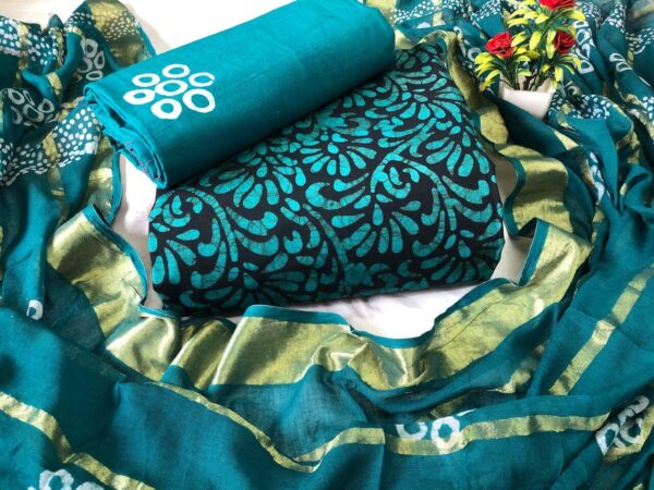 TURQUOISE & BLACK COTTON WAX BATIK