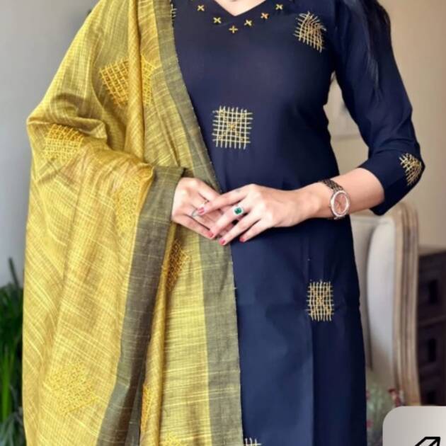 Black cotton kurti set