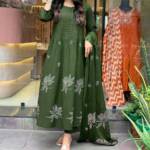 Cotton discharge print kurti with pant and mulmul printed dupatta