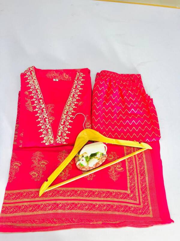 Red cotton suit set - Image 6
