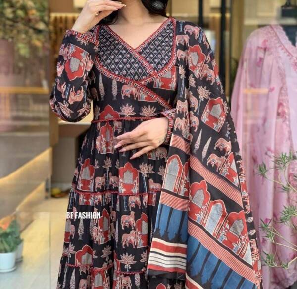 Anarkali kurta set with angrakha style - Image 9