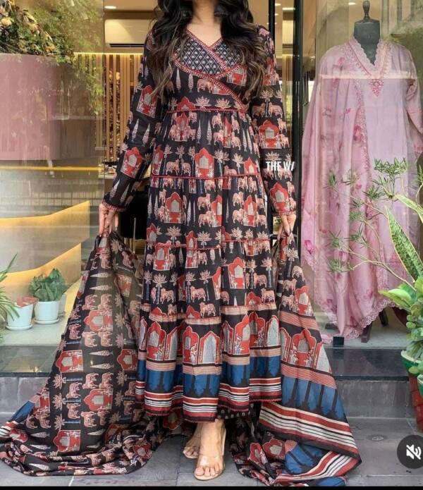 Anarkali kurta set with angrakha style - Image 13