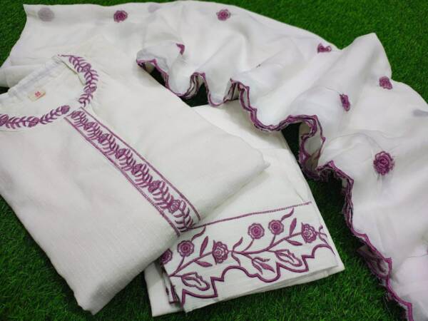 Katha cotton fabric Straight kurti with pant and dupatta - Image 6