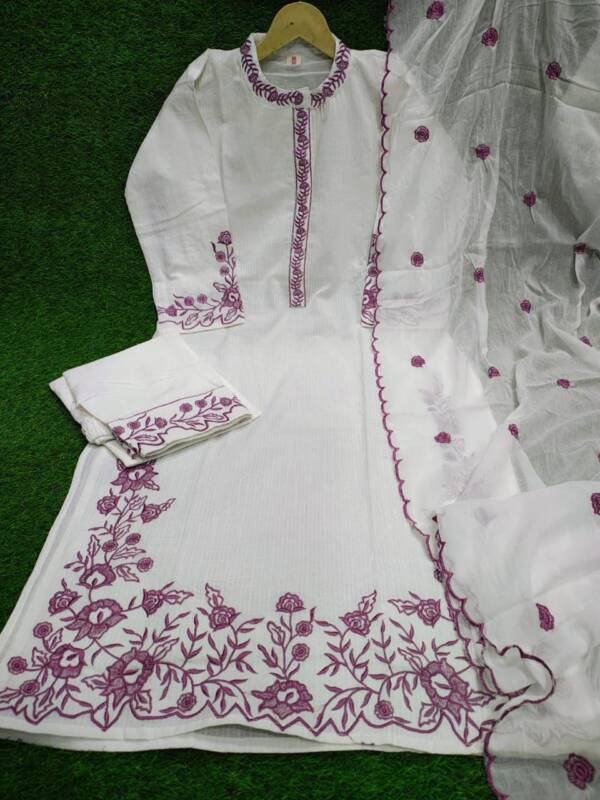 Katha cotton fabric Straight kurti with pant and dupatta - Image 7