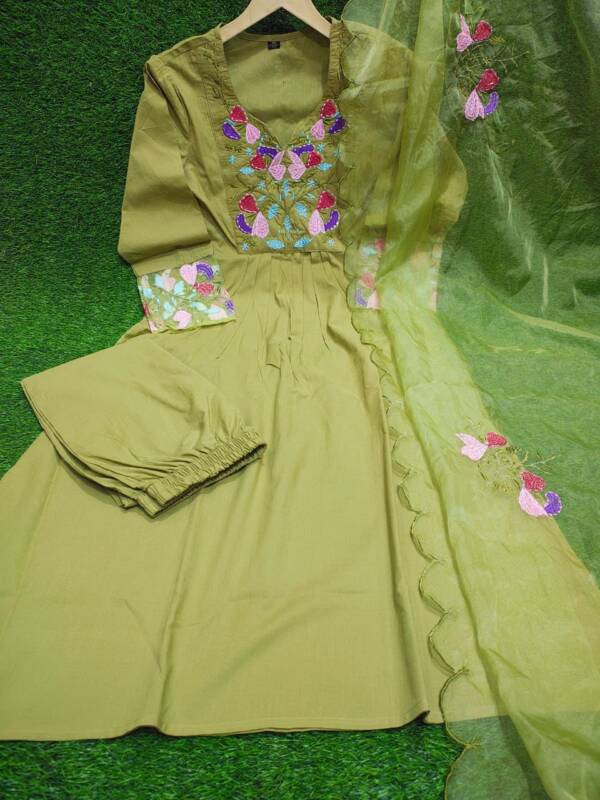 Three pice set with organza dupatta - Image 8